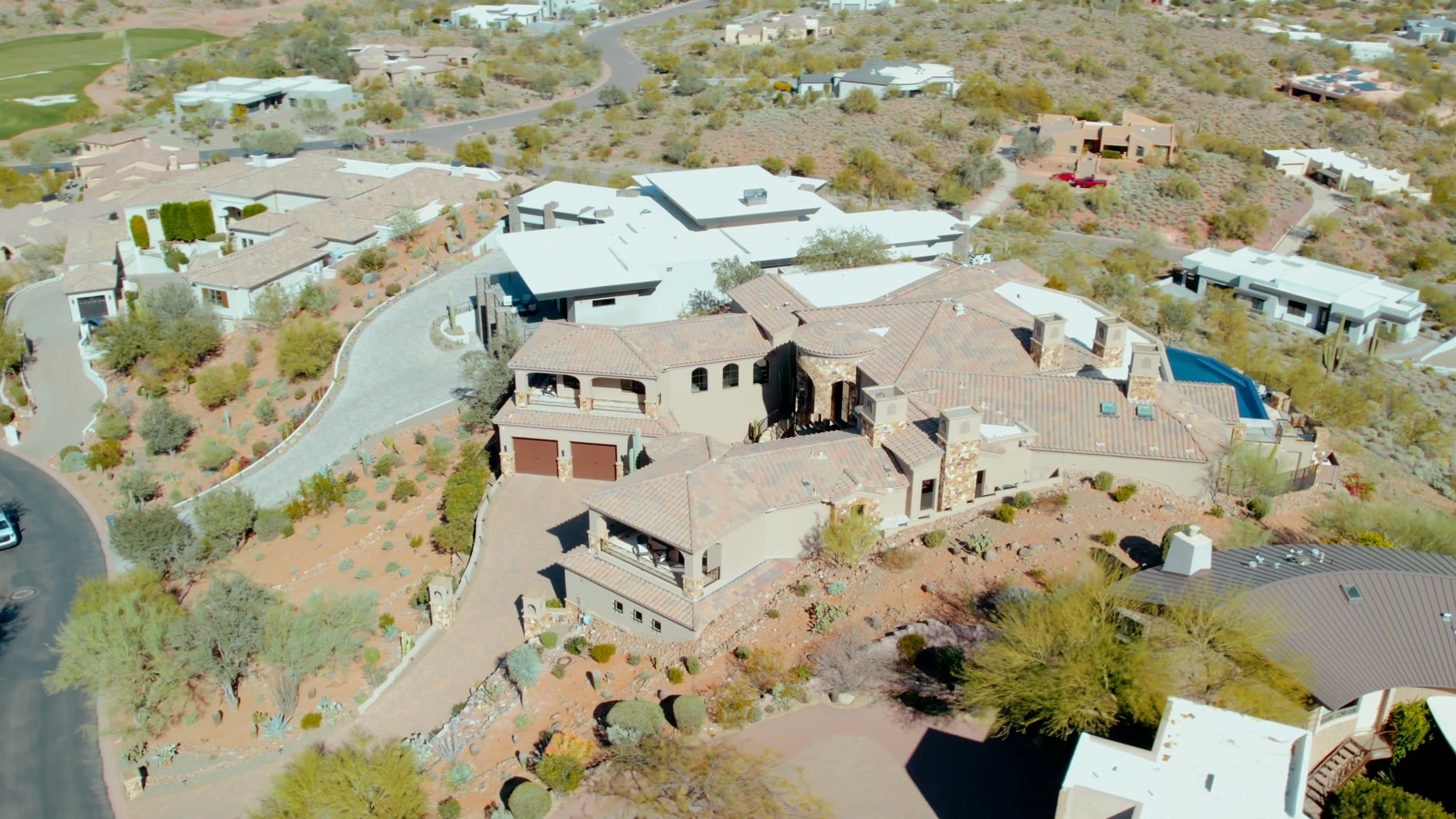 Homes set into the Sonoran desert hillside