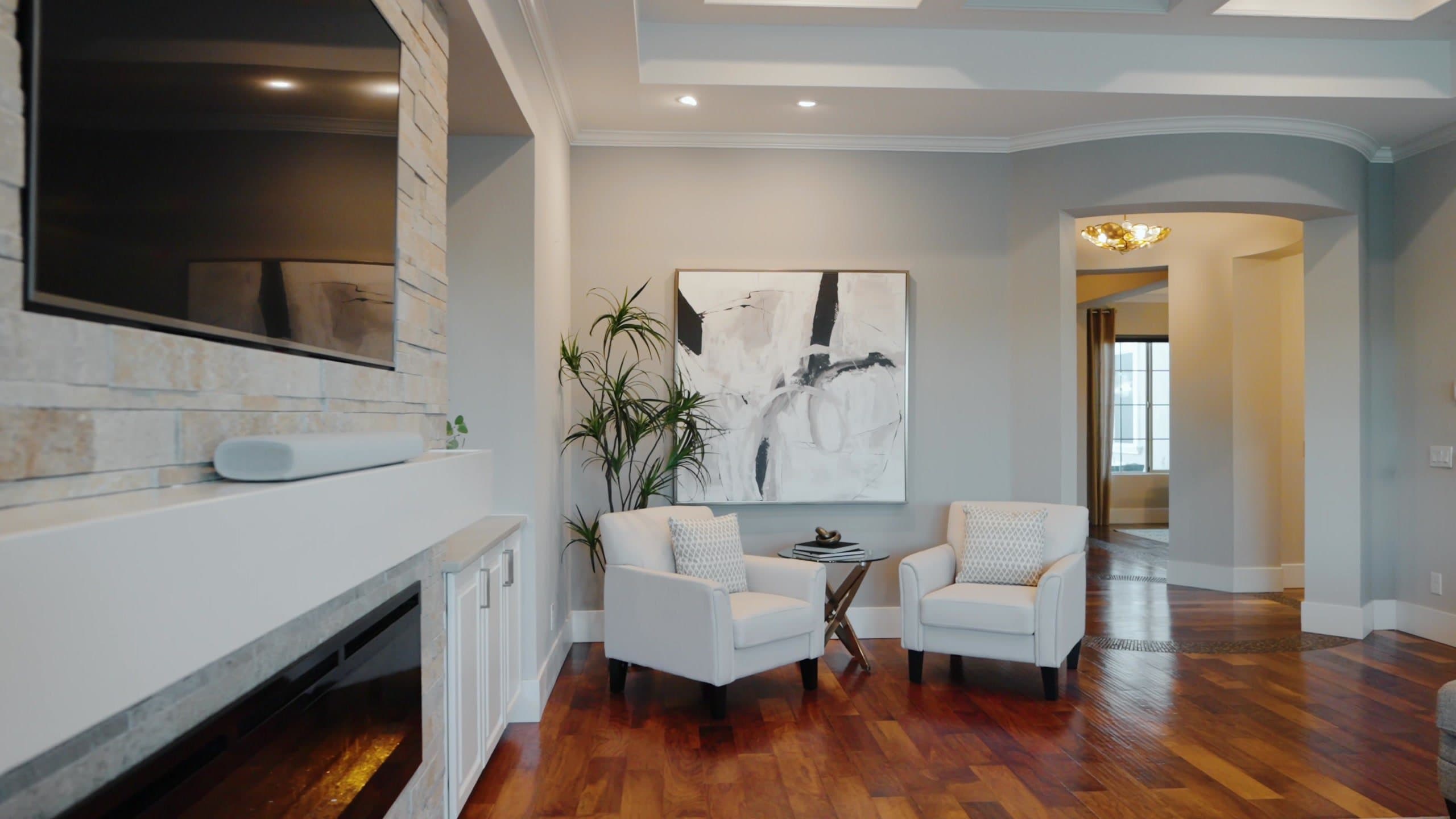 Living room staged and prepared for market