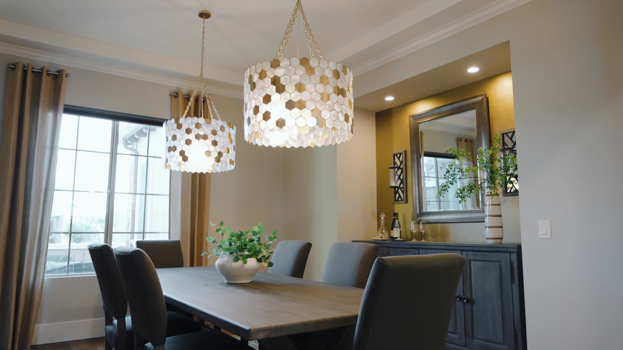 Dining room styling detail in a prepared home